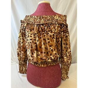 Patrizia Luca Milano Mixed Animal Print Off-Shoulder Mid-Crop Top Large